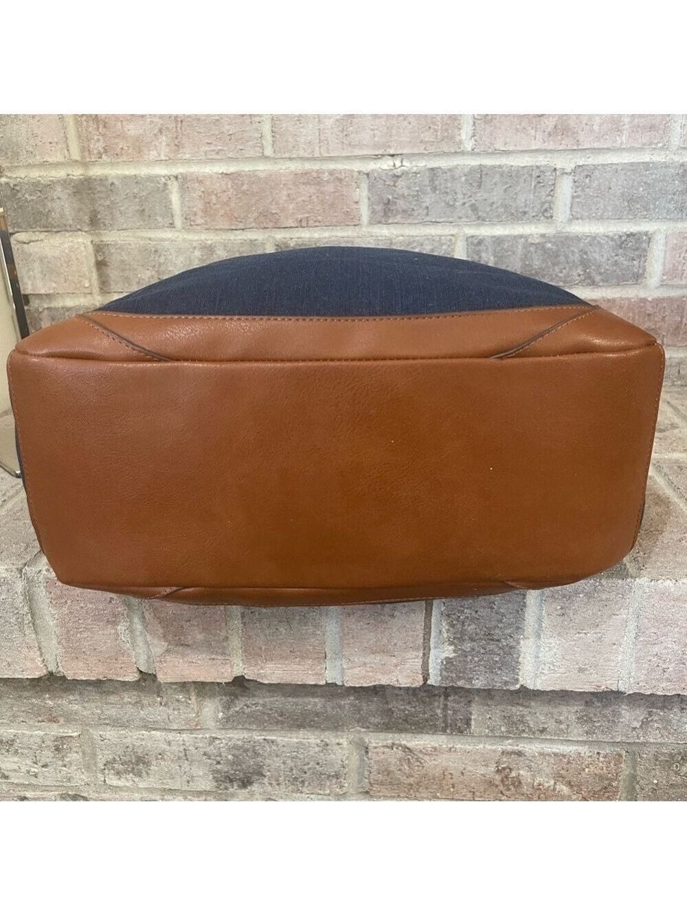Stylish Denim and Brown Tote Bag - Picture 10 of 10
